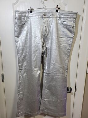 Ranch Dress'n Silver Metallic Flare Jeans Womens 1XL